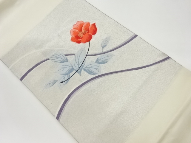JAPANESE KIMONO / VINTAGE NAGOYA OBI / WOVEN CAMELLIA & WAVY STRIPE